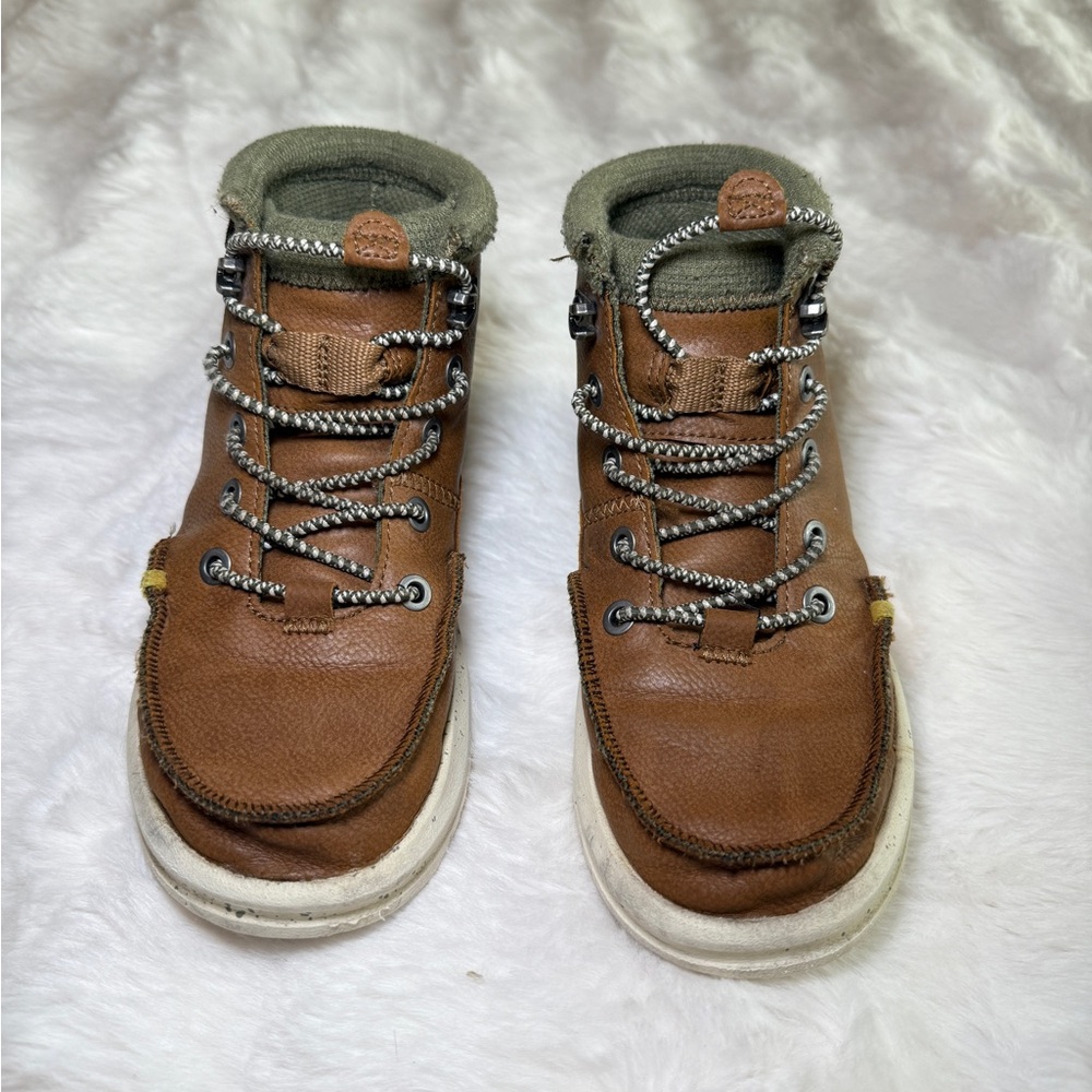 Hey Dude Brown Leather Boots with Gray Accents